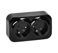 Miratic Double Prise 2 x 2P+T 16A / 230VAC IP20 Version Francaise Prise en Saillie pour Montage Mural en Interieur Double Prise Murale avec Finition Brillante