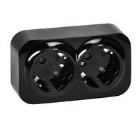Miratic Double Prise 2 x 2P+T Schuko 16A / 230VAC IP20 Version Allemande Prise en Saillie pour Montage Mural en Interieur Double Prise Murale avec Finition Brillante