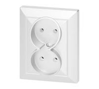 MIRATIC Double Prise De Courant Murale Sans Terre Type C Prise Electrique Encastrable 2x2P Système Pearl Multiprise 2 Prises 16A 250V IP20 (blanc)