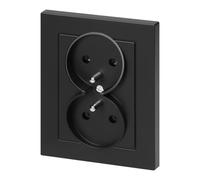 MIRATIC Double Prise Murale Bloc avec 2 x Prise Encastrable Type E Avec Broche De Terre Multiprise Murale Montage dans Boite Encastrement Standard Pouvant Accueillir Deux Fiches 16A 250V (noir)