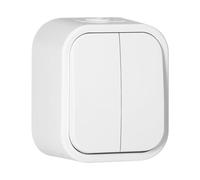 MIRATIC Interrupteur Double Saillie IP54 Interrupteur Poussoir Robuste pour Commande Eclairage Deux Zones Interrupteur Mural Exterieur Etanche pour Garage et Atelier (blanc)