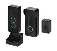 Miratic Kit Portier Audio Bidirectionnel avec Sonnette sans Fil Exterieur Etanche Interphone Mains Libres avec Pile Rechargable par USB-C pour 1 Famille Noir Parlophone sans Fil sans Combiné