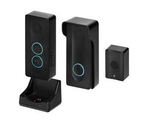 Miratic Kit Portier Audio Bidirectionnel avec Sonnette sans Fil Exterieur Etanche Interphone Mains Libres avec Pile Rechargable par USB-C pour 1 Famille Noir Parlophone sans Fil sans Combiné