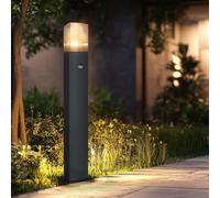 Miratic Lampadaire Exterieur sur Pied Potelet Extérieur E27 (sans ampoule) Lampe Exterieur sur Pied IP54 - Luminaire Exterieur sur Pied Noir - Max. 15W (avec capteur de mouvement)