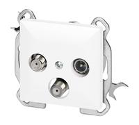 MIRATIC Prise Antenne TV Murale 2X Sat Encastrable Système Composable Pearl pour Installation TNT Réception Satellite Double 1,5dbt - A compléter avec Plaque (Vendue séparément) (Blanc)