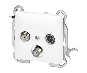 MIRATIC Prise Antenne TV Murale 2X Sat Encastrable Système Composable Pearl pour Installation TNT Réception Satellite Double 1,5dbt - A compléter avec Plaque (Vendue séparément) (Blanc)