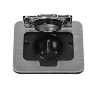 MIRATIC Prise de Courant Encastrable Plan de Travail Cuisine et Bureau Prise Électrique Étanche Extérieur IP55 avec Clapet Prise Secteur Type E pour Îlot Central et Jardin (aluminium brossé)