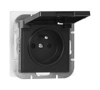 MIRATIC Prise Electrique Encastrable Avec Terre Typ E Prise Etanche IP44 Avec Clapet Système Modulaire Pearl Prise De Courant Murale 16A 250V A compléter avec Plaque - Vendue séparément (noir)