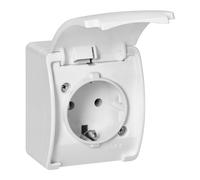 Miratic Prise Exterieure Etanche Prise en Saillie Version Schuko Etanchéité Elevée IP44 avec Rabat de Protection Version Allemande de la Prise (blanc)