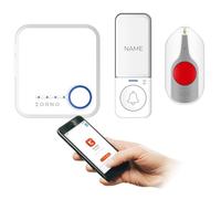 MIRATIC Sonnette sans Fil avec Wi-FI Systeme Alarme Maison Connectée Tuya avec Bouton d'Entrée sans Pile et Bouton SOS pour Surveillance Personne âgée Alimenté par Batterie 52 Sons portée 200 m Blanc