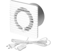 Miratic Ventilateur de salle de bain - 230 V - 125 mm - Silencieux - Montage en saillie - 34 dB - 14 W - Longueur du câble : 1,3 m - Avec interrupteur - Idéal pour salle de bain, cuisine, toilettes