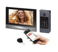Miratic Visiophone Filaire Connecté Full HD 1080p Interphone Video WiFi Application Tuya Smart Caméra Extérieure IP65 Angle 144 Degrés avec Lecteur RFID Clavier à Code Éclairage Nuit IR (10, Pouces)
