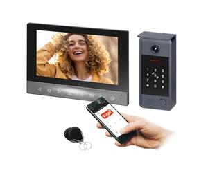 Miratic Visiophone Filaire Connecté Full HD 1080p Interphone Video WiFi Application Tuya Smart Caméra Extérieure IP65 Angle 144 Degrés avec Lecteur RFID Clavier à Code Éclairage Nuit IR (7, Pouces)