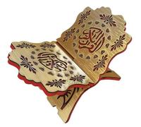 Mirazak - Support Coran en bois sculpté - Porte Coran artisanal -Porte Coran élégant pour un cadeau musulman attentionné - Support livres - Idéal pour la lecture du Coran (Doré)