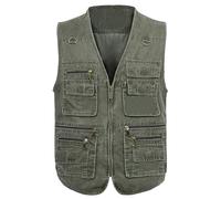 Mire Homme Gilet de Pêche Respirant Séchage Rapide Multi-Poches Gilet de Photographe Camping Chasse(Size:XL,Color:Vert)