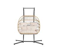 Mirella - fauteuil suspendu 2 places - naturel et coussins beiges - Beige