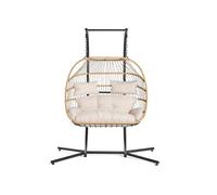 Mirella - fauteuil suspendu 2 places - naturel et coussins beiges - Beige