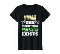 Miriam : La Preuve Que la Perfection Existe Un nom drôle de Miriam T-Shirt Graphique avec Valeur, Femme, Noir, S