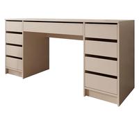 Mirjan24 Ada Bis Bureau à 9 tiroirs Largeur 154 x 76 x 55 cm Bureau d'ordinateur pour chambre d'adolescent et chambre d'enfant Beige sable