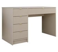 Mirjan24 Bureau Tireno, 5 tiroirs universels avec façades côtelées - Bureau pour enfants, bureau d’ordinateur, table de travail, pour chambre d’adolescent ou de jeune enfant (Sable beige)