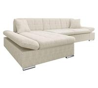 Mirjan24 Canapé d'angle Malwi en velours côtelé, avec accoudoirs réglables, en forme de L, fonction couchage et coffre de lit, canapé d'angle design, espace salon, canapé - Poso 100 - Côté : gauche