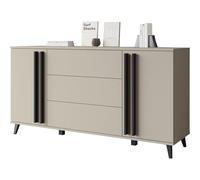 Mirjan24 Commode Hailea 150 avec 2 portes et 3 tiroirs, intérieur avec 4 compartiments, commode de chambre à coucher, armoire multi-usages, buffet, buffet (Congo/graphite noir)
