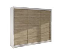 Mirjan24 Dotan II Armoire avec porte-manteau et compartiments pour chambre à coucher avec portes suspendues pour couloir, garde-robe, armoire à plancher (blanc/Sonoma)