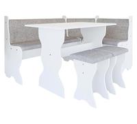 Mirjan24 Ensemble de bancs d'angle Thomas composé d'un banc d'angle de cuisine, d'une table, de 2 tabourets, d'un banc de salle à manger (blanc + Alfa 13)