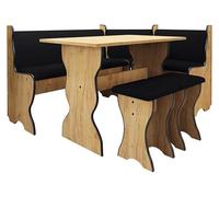 Mirjan24 Ensemble de bancs d'angle Thomas composé d'un banc d'angle de cuisine, d'une table, de 2 tabourets, d'un banc de salle à manger (chêne Craft Gold + Hugo 100)