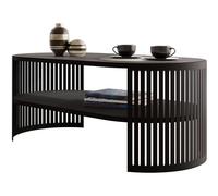 Mirjan24 Fahugin I Table basse avec plateau, forme ovale, pieds en métal, table basse, table de salon, table d'appoint, table de canapé, table à thé (noir)