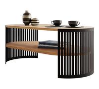Mirjan24 Fahugin I Table basse avec plateau, forme ovale, pieds en métal, table basse, table de salon, table d'appoint, table de canapé, table à thé (chêne Craft Gold, noir)