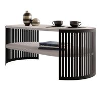 Mirjan24 Fahugin I Table basse de forme ovale (cachemire, noir) | Table basse moderne avec plateau pratique, structure en acier solide et beaucoup d'espace pour les boissons