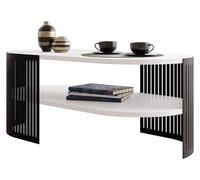 Mirjan24 Fahugin II Table basse avec plateau, forme ovale, pieds en métal, table basse, table de salon, table d'appoint, table de canapé, table à thé (blanc arctique, noir)