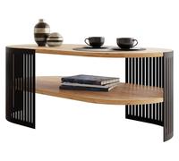 Mirjan24 Fahugin II Table basse avec plateau, forme ovale, pieds en métal, table basse, table de salon, table d'appoint, table de canapé, table à thé (chêne Craft Gold, noir)