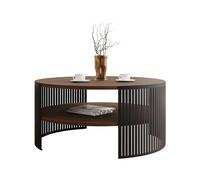 Mirjan24 Fahugin Table basse avec étagère, forme ronde, pieds en métal, table basse, table de salon, table d'appoint, table basse, table basse (noyer Franklin Tobacco, noir)