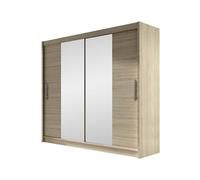 Mirjan24 London II Armoire à portes coulissantes avec miroir, armoire à portes coulissantes, armoire moderne pour chambre à coucher, 180 x 215 x 58 cm, chêne sonoma