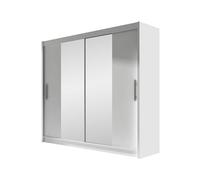 Mirjan24 London II Armoire à portes coulissantes avec miroir, armoire à portes coulissantes, armoire moderne pour chambre à coucher, 180 x 215 x 58 cm, blanche