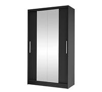 Mirjan24 Margite II Armoire avec 2 miroirs, tringle à vêtements et 5 compartiments, armoire pour chambre à coucher, couloir, penderie, armoire à portes coulissantes (noir)