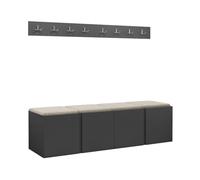 Mirjan24 Monati VII Ensemble de vestiaires, 2 armoires à chaussures, 2 patères et panneau mural, 8 crochets doubles, garde-robe de couloir, porte-manteau mural (graphite, Abriamo 03)