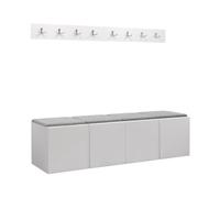 Mirjan24 Monati VII Ensemble de vestiaires, 2 armoires à chaussures, 2 patères et panneau mural, 8 crochets doubles, garde-robe de couloir, porte-manteau mural (blanc, Abriamo 06)