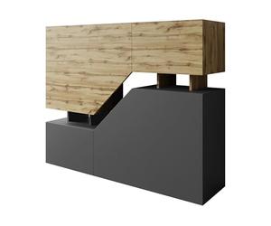 Mirjan24 Nesezi Commode avec 4 portes, buffet, armoire multifonction pour l’entrée, le couloir et le salon (chêne Wotan / anthracite)