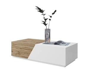 Mirjan24 Nesezi Table Basse Extensible Avec Récipient - Élégante Table d'Appoint (Wotan/Blanc)