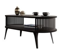 Mirjan24 Rajkon Table basse avec étagère ovale et pieds en métal Noir