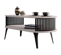 Mirjan24 Rajkon Table basse avec étagère ovale et pieds en métal, table basse, table de salon, table d'appoint, table basse (cachemire, noir)