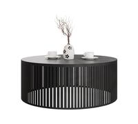 Mirjan24 Table basse Jervag - Forme ronde - Pieds en métal - Table d'appoint - Table basse - Table basse (noir molet)