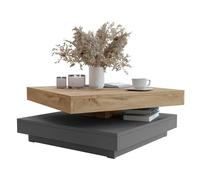 Mirjan24 Table basse Luriso, table de canapé, plateau supérieur pivotant librement, table à café, table de salon, table à thé (chêne Wotan / gris graphite)