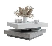 Mirjan24 Table basse Luriso, table de canapé, plateau supérieur pivotant librement, table basse, table de salon, table à thé (blanc/atelier clair)