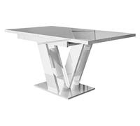 Mirjan24 Table de Salle à Manger Atraks, rectangulaire, Table Amovible Pratique, Table à Manger, Table Extensible (Blanc Brillant)