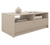 Mirjan24 Tireno 1SZ Table basse élégante avec tiroir, façades striées, table basse, table basse, l : 100 x H : 40 x P : 50 cm, table de salon, élégante, pratique (beige sable)