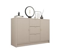 Mirjan24 Tireno 2D3SZ Commode avec 3 tiroirs et 2 portes, façades striées, 118 x 75 x 40 cm (l x H x P) - Buffet, armoire multi-usages, meuble de salon (beige sable)